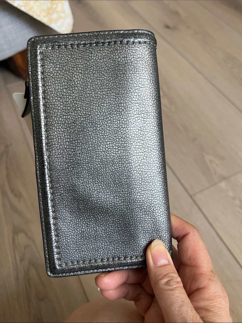 kate spade metallic gunmetal cardholder wallet
